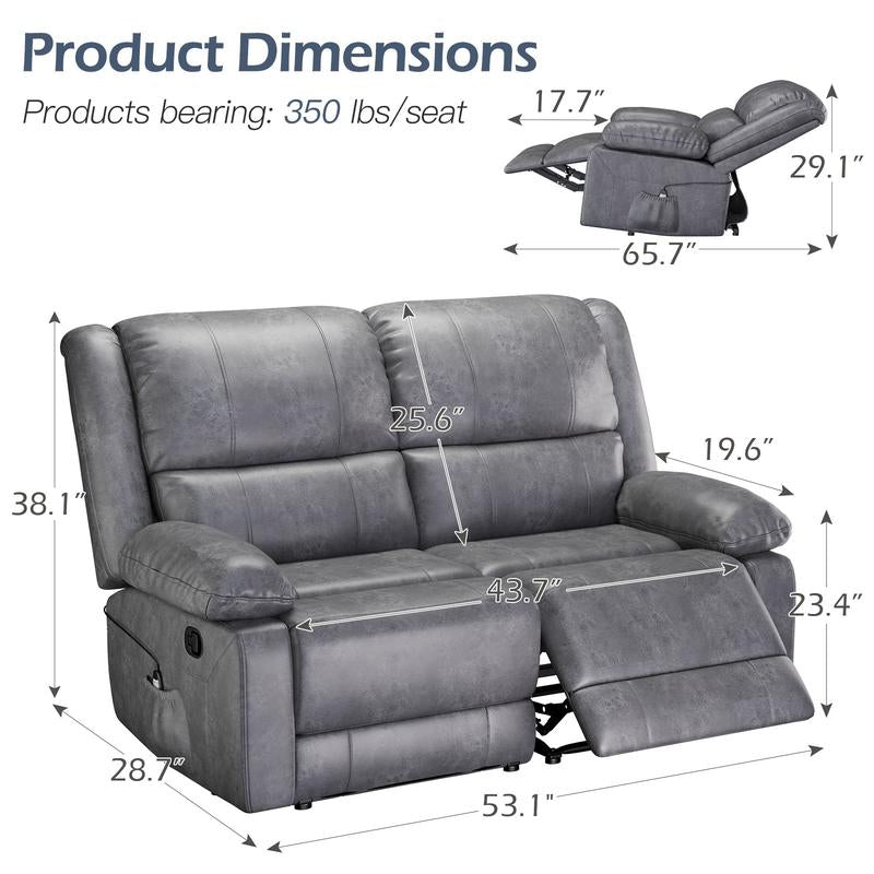 [Black Friday] YODOLLA Reclining Sofa with Massage&Heat Function, Wall Hunger Recliner Couch 1-Seat/2-Seat/3-Seat Manual Faux Leather RV Sofa Couch, Home Theater Seating