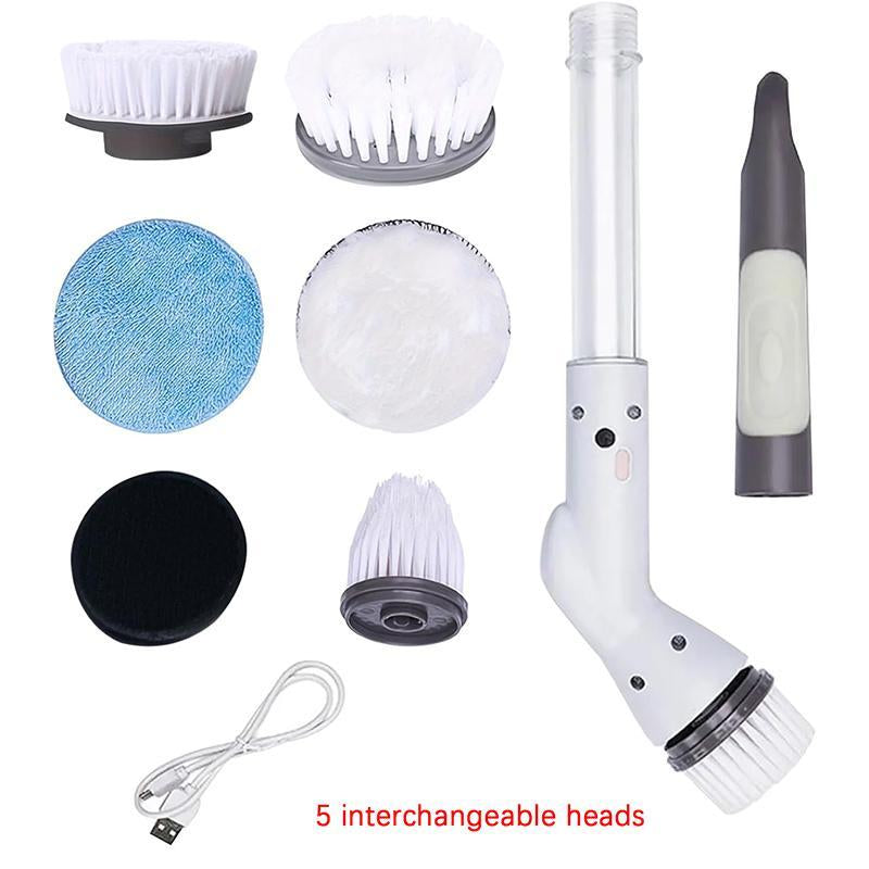 Electric Rotary Cleaning Brush with Replacement Heads, 1 Set Rechargeable Multifunctional Handheld Cleaning Brush, Wireless Electric Spin Scrubber