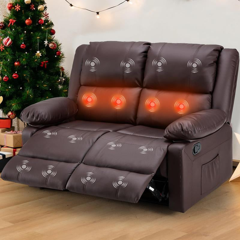 [Black Friday] YODOLLA Reclining Sofa with Massage&Heat Function, Wall Hunger Recliner Couch 1-Seat/2-Seat/3-Seat Manual Faux Leather RV Sofa Couch, Home Theater Seating