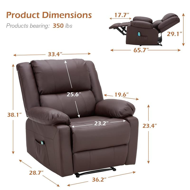 [Black Friday] YODOLLA Reclining Sofa with Massage&Heat Function, Wall Hunger Recliner Couch 1-Seat/2-Seat/3-Seat Manual Faux Leather RV Sofa Couch, Home Theater Seating