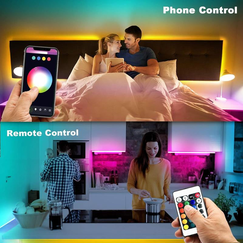 Smart Wifi LED Strip Lights 50Ft, 2 Rolls of 25Ft, Compatible with Alexa, Music Sync 5050 16 Million Colors Changing Phone App and 24 Key Remote