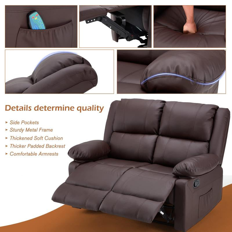 [Black Friday] YODOLLA Reclining Sofa with Massage&Heat Function, Wall Hunger Recliner Couch 1-Seat/2-Seat/3-Seat Manual Faux Leather RV Sofa Couch, Home Theater Seating