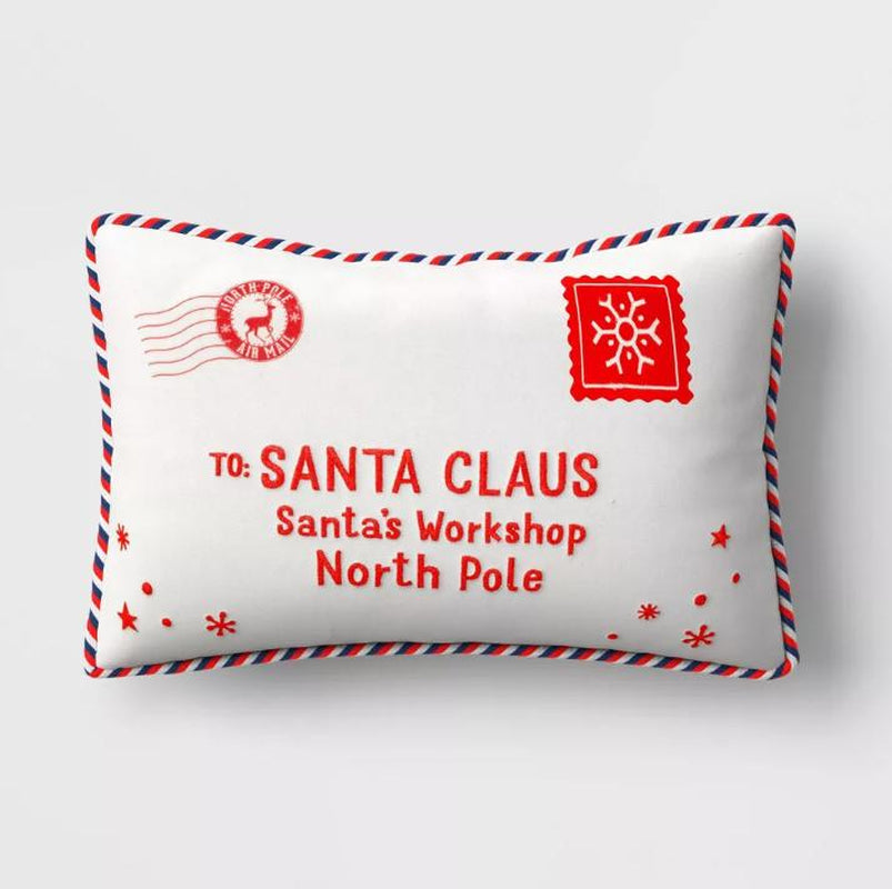 18"X12" 'To Santa Claus' Envelope Rectangle Christmas Novelty Throw Pillow, Christmas Decor, Soft and Cozy Throw Pillow