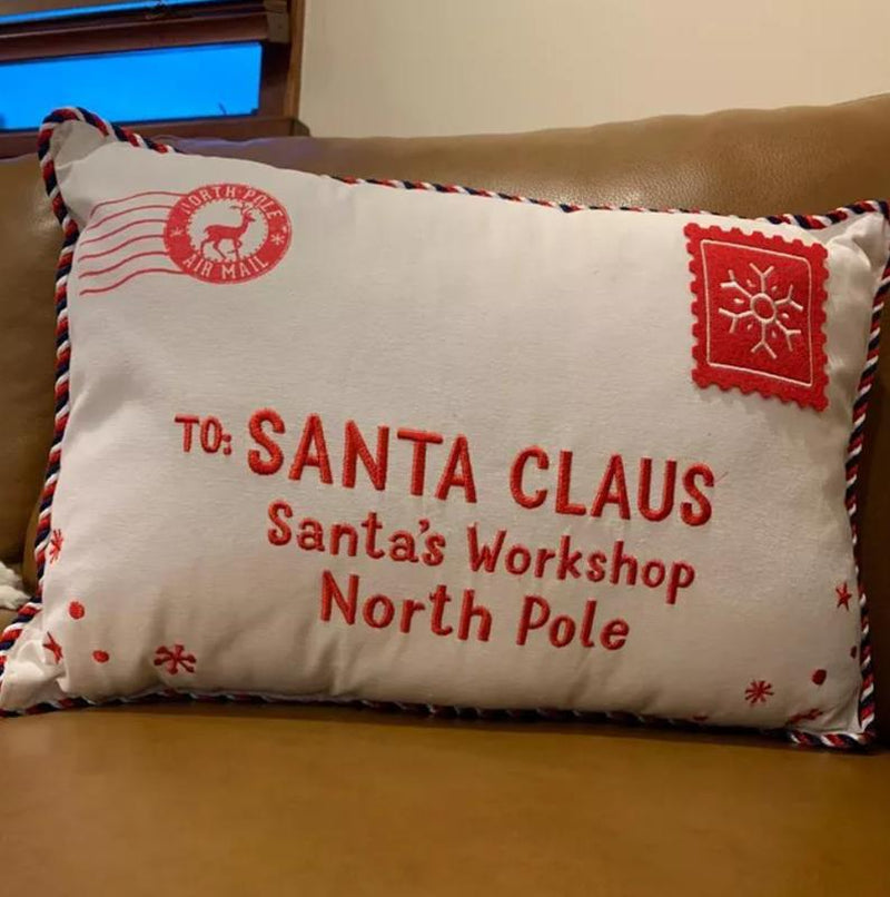 18"X12" 'To Santa Claus' Envelope Rectangle Christmas Novelty Throw Pillow, Christmas Decor, Soft and Cozy Throw Pillow