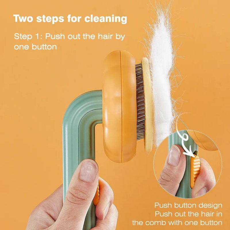 Pumpkin Pet Brush, Self Cleaning Cat Brush with Hair Release for Shedding and Grooming, Deep Cleaning Cat Brushes for Indoor Cats Dogs Puppy Rabbits