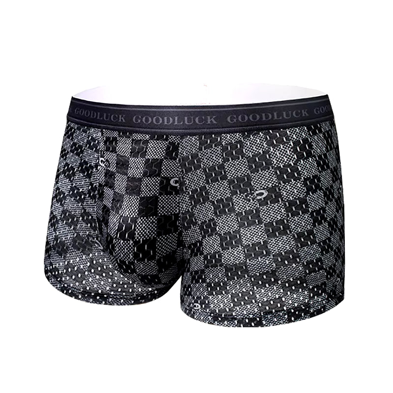 4Pcs/Set Men'S Underwear Ice Silk Ultra-Thin Printed Seamless Graphene Crotch Fashion Men Underpant Breathable Sexy Boxer Shorts