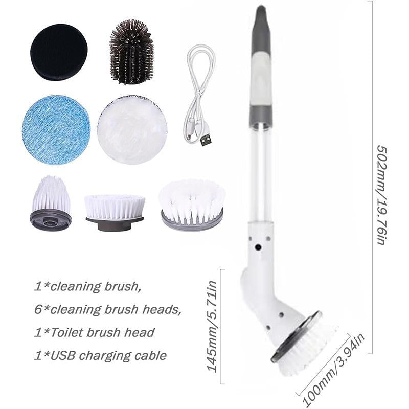 Electric Rotary Cleaning Brush with Replacement Heads, 1 Set Rechargeable Multifunctional Handheld Cleaning Brush, Wireless Electric Spin Scrubber