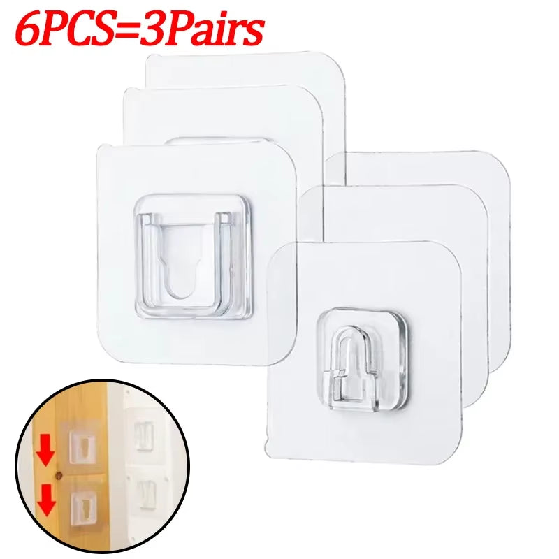 Double-Sided Adhesive Wall Hooks Hanger Strong Transparent Suction Cup Sucker Hooks Kitchen Bathroom Storage Plug Socket Holders