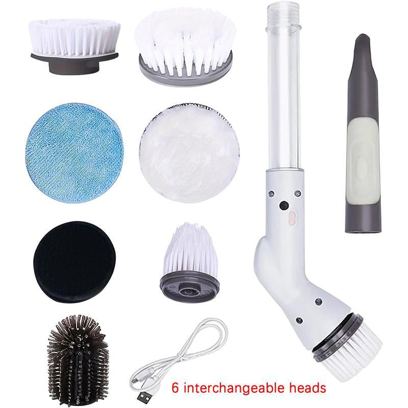 Electric Rotary Cleaning Brush with Replacement Heads, 1 Set Rechargeable Multifunctional Handheld Cleaning Brush, Wireless Electric Spin Scrubber