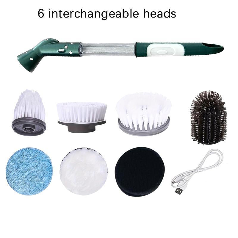 Electric Rotary Cleaning Brush with Replacement Heads, 1 Set Rechargeable Multifunctional Handheld Cleaning Brush, Wireless Electric Spin Scrubber