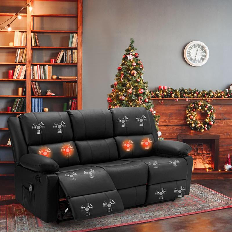 [Black Friday] YODOLLA Reclining Sofa with Massage&Heat Function, Wall Hunger Recliner Couch 1-Seat/2-Seat/3-Seat Manual Faux Leather RV Sofa Couch, Home Theater Seating